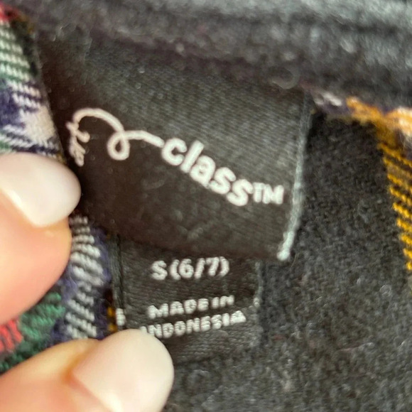 Art Class Boys Black Green Red Flannel Plaid Sweatshirt Hood Size 6/7 - Picture 4 of 5